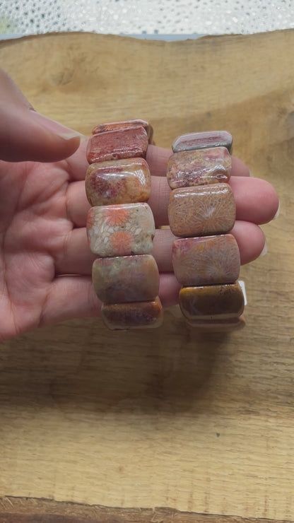 Bracelet Corail fossilisé A+ 15x20 mm (2 modèles disponible)