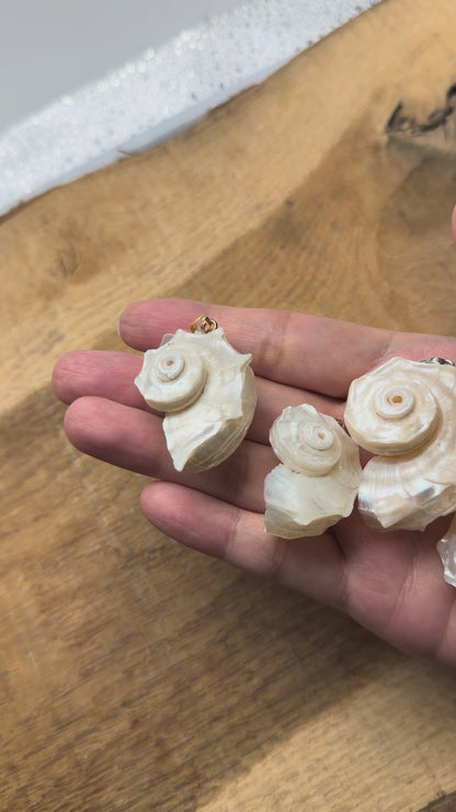 Pendentif forme coquillage avec picot en nacre (dorée ou argenté)