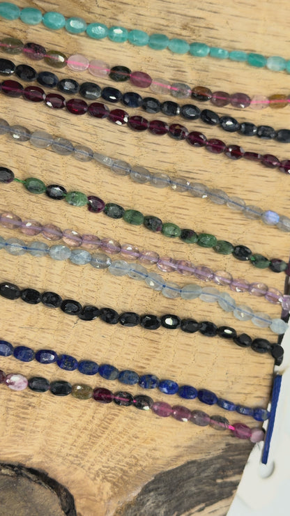 Fil de perles ovale facettés 4x6mm (11 pierres disponible)