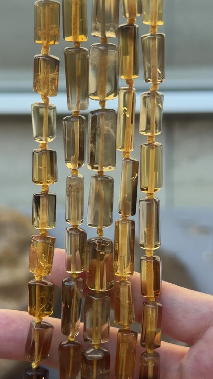 Fil de perle forme libre Citrine chauffé tube 15x5 mm (référence 34)