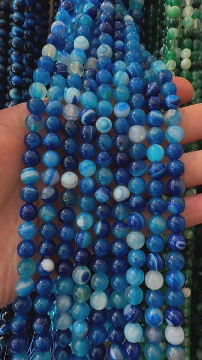 Fil de perle Agate bleue chauffée