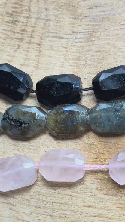 Fil de perle rectangulaire facetté plat 9x13 mm (3 pierres disponible)