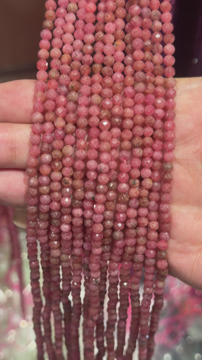 Fil Rhodonite rose en perle facetté
