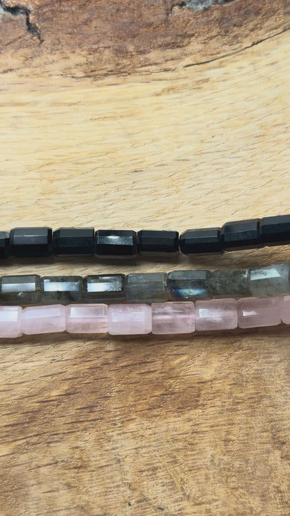 Fil de perle en cylindre facetté 7x10 mm (3 pierres disponible)