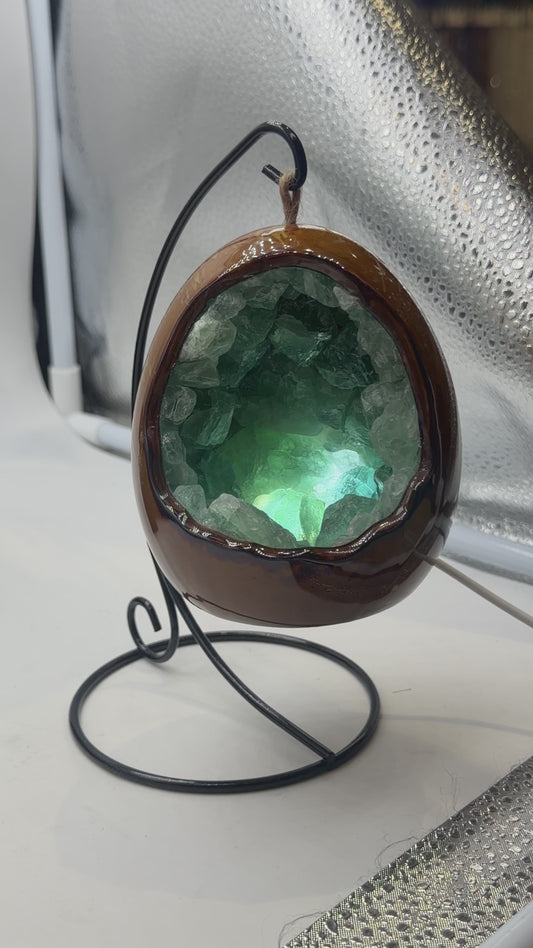 Lampe en oeuf en Fluorine verte & & en céramique avec support noir inclus RESTOCK