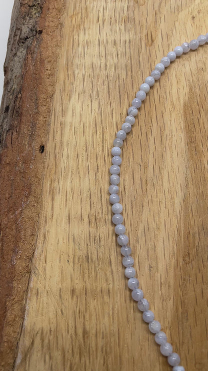 Collier avec pendentif Calcedoine bleue forme cœur acier inoxydable argenté