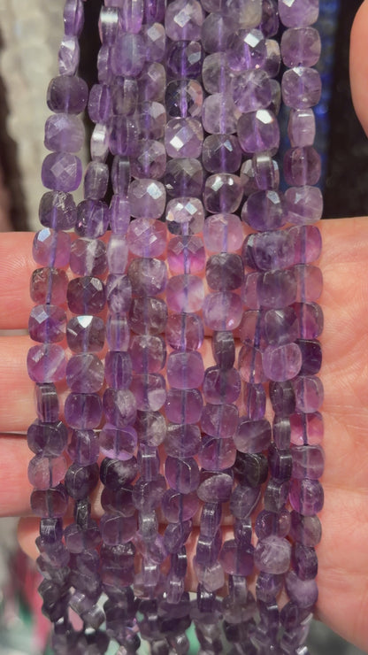 Fil de perle carré facetté plat 6x6 mm (6 pierres disponible)