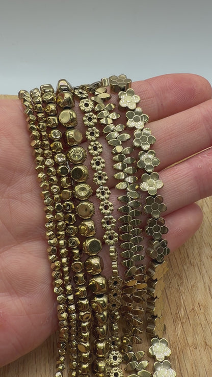 Fil de perle Hématite electroplaquée dorée HED (235 à 239)