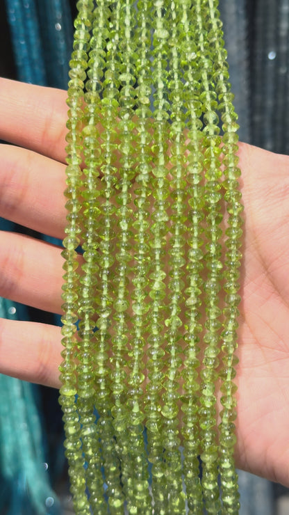 Fil de pierre Péridot AAA 4x3 mm facetté