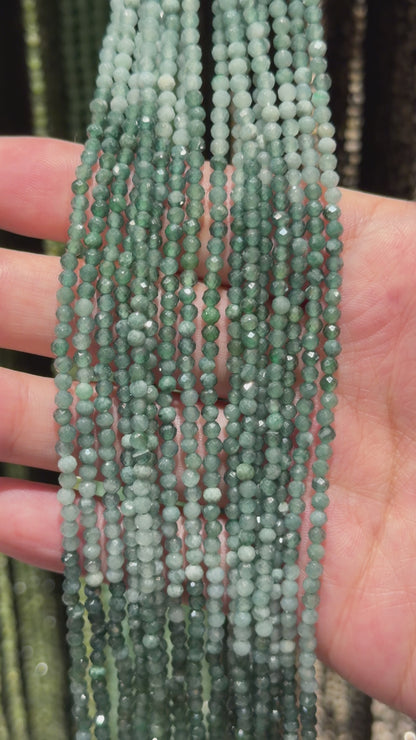 Fil Jade de vert multicolore A en perle facetté