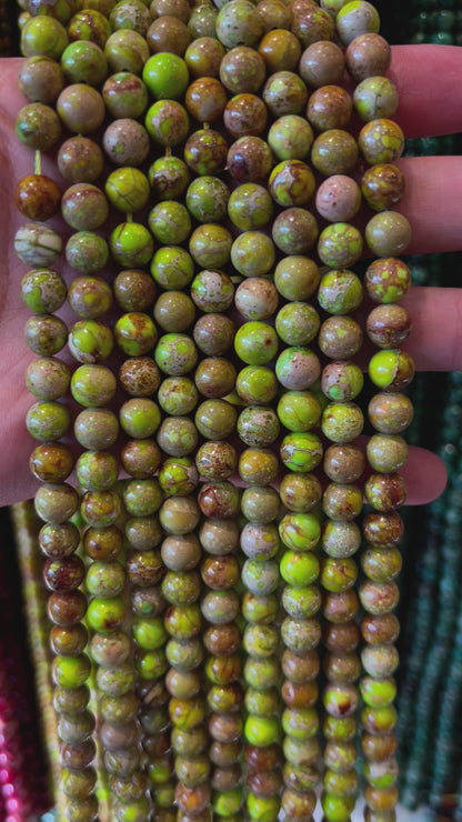 Fil de perle Jaspe Impérial Vert claire chauffé