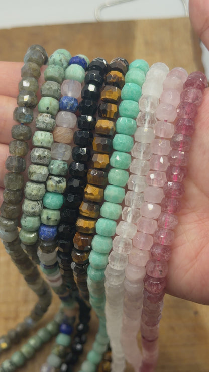 Fil de perle rondelles facetté 5x8 mm (9 coloris disponible)