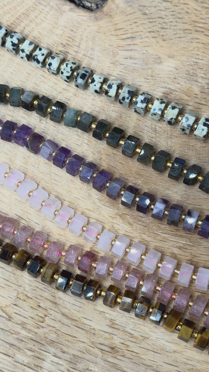 Fil de perle forme rondelle hexagone facetté 8x4 mm (6 pierres disponible)