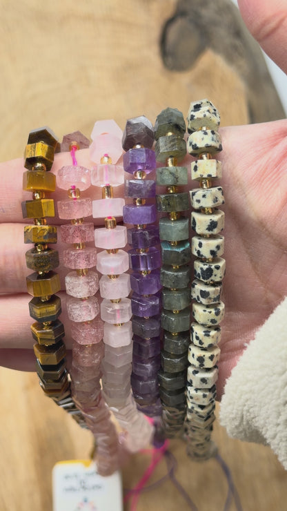 Fil de perle forme rondelle hexagone facetté 8x4 mm (6 pierres disponible)