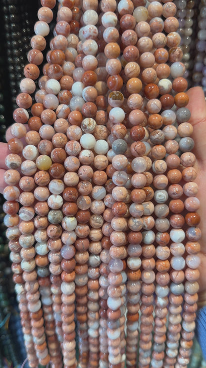 Candy Pink Mexican Agate Bead Strand