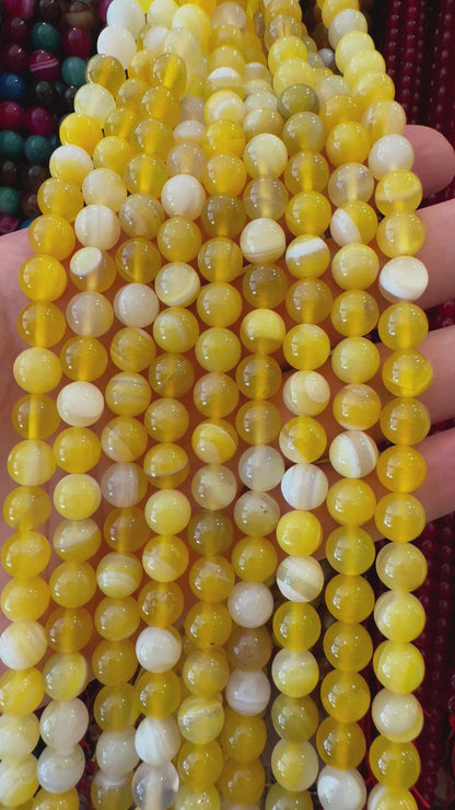 Fil de perle Agate jaune chauffée