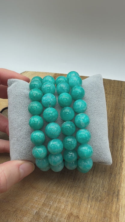 Bracelet Amazonite du Pérou foncée AAA