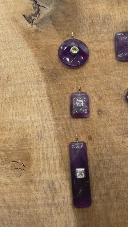 Collier Pendentif en améthyste avec pierre Zircon couleur aléatoire (8 formes disponible)