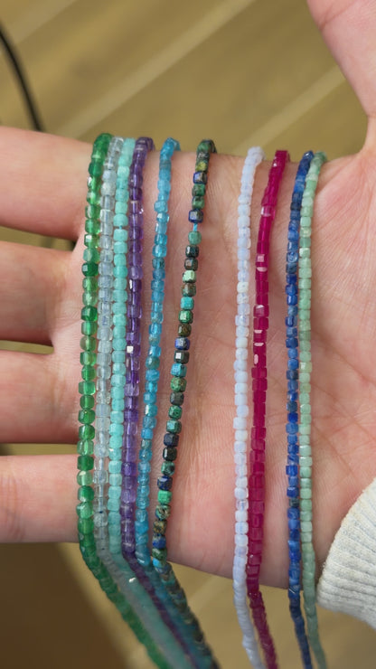 Strand of faceted square beads 2x2 mm (9 stones available)