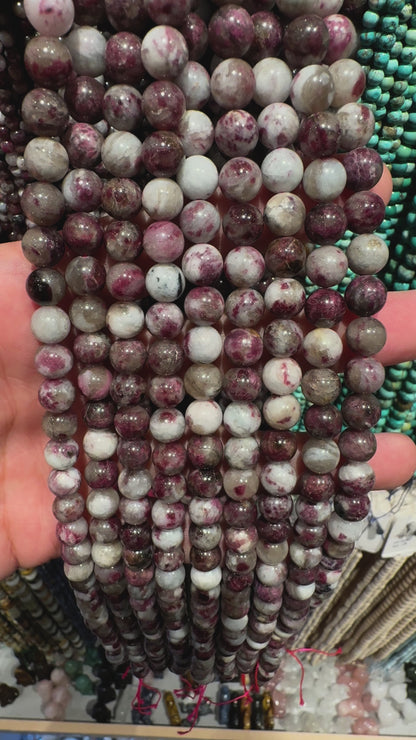 Fil de perle Tourmaline rose rubellite A+