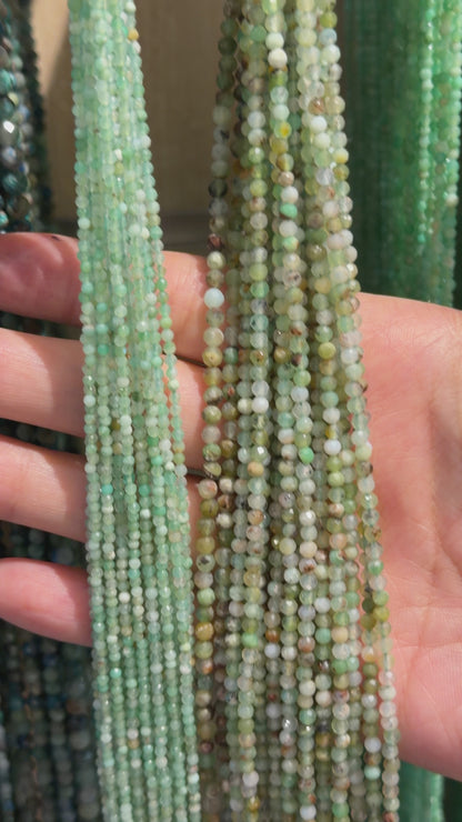 Fil de perles facettées Chrysoprase multicolore