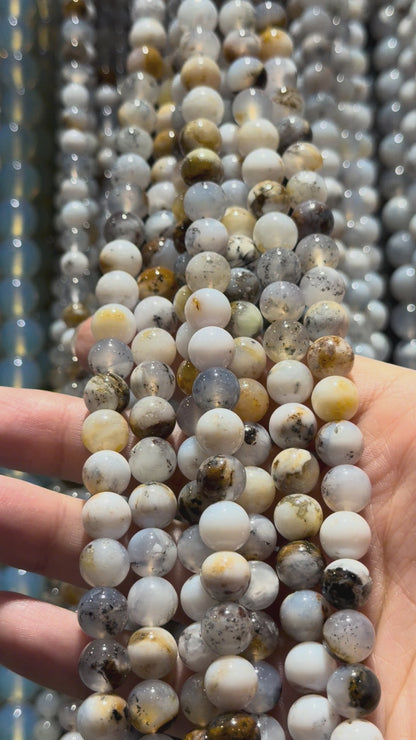 Fil de perle Opale multicolore blanche A+