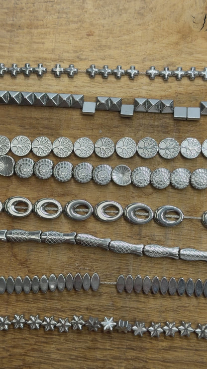 Fil de perle Hématite electroplaquée argenté HEA (240 à 248)