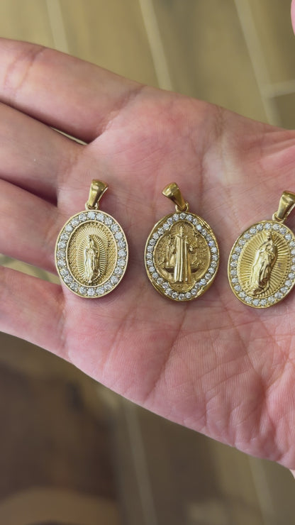 5 Breloques/Pendentifs en acier inoxydable dorée 2.5x1.8