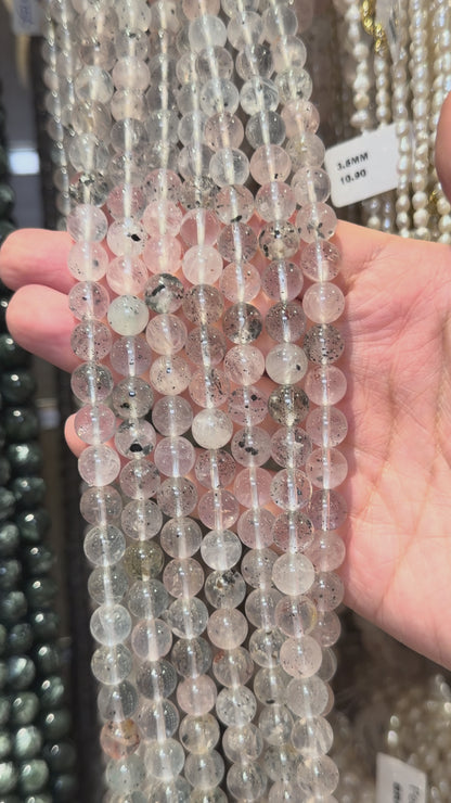 Thread of Biotite Mica Inclusion Quartz Beads AA