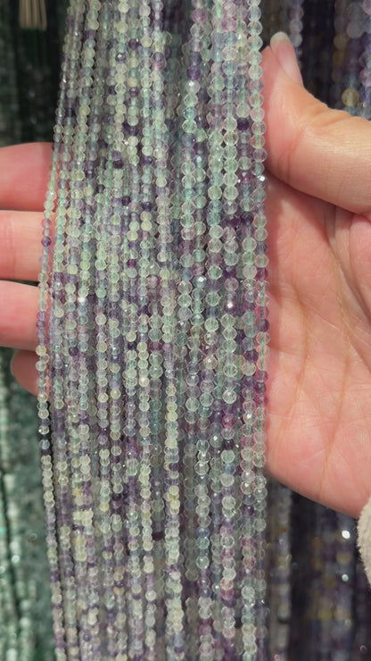 Fil de perles facettées Fluorine multicolore/claire