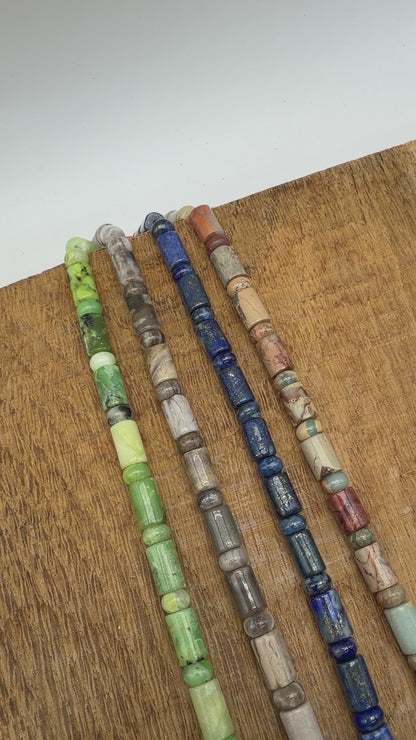 Fil de perles tubes avec rondelles (4 pierres disponible)