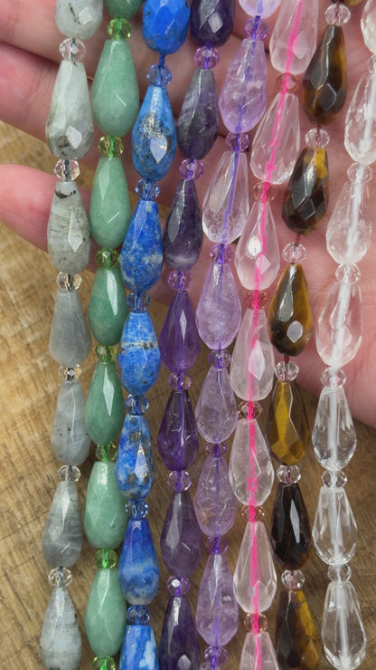 Fil goutte allongée facettée 8x16 mm (8 pierres disponible)