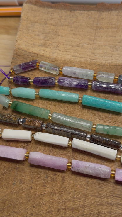 Fil de perle 6x30 mm en pierre naturelle (7 pierres disponible)