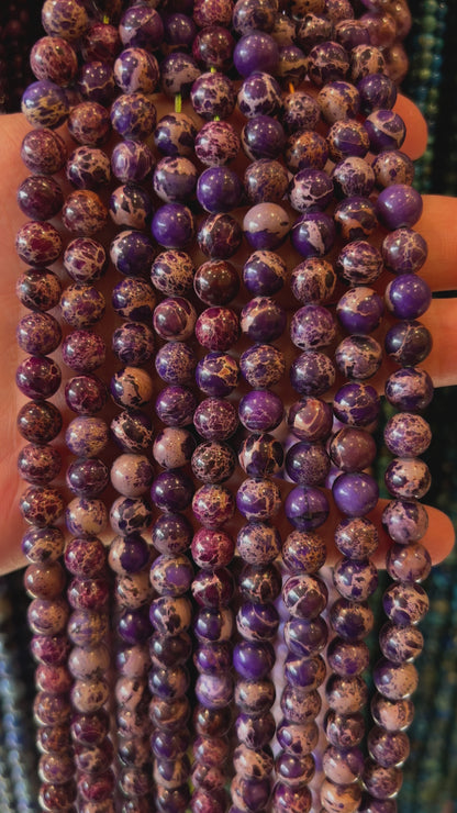 Fil de perle Jaspe Impérial Violet chauffé