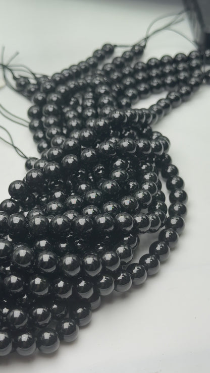 Black Jade Bead Strand AA+