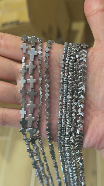 Fil de perle Hématite electroplaquée argentée HEA (260 à 268)