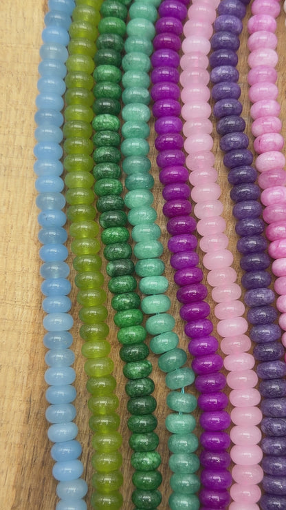 Fil de perle rondelles Jade teinté 6x10 mm (13 coloris disponible)