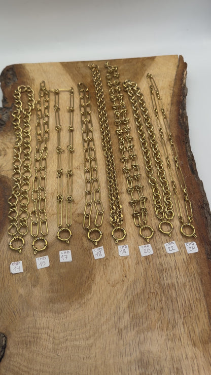 Chaîne de collier fermoir boué en acier inoxydable doré référence CHD (8 modèles disponible)