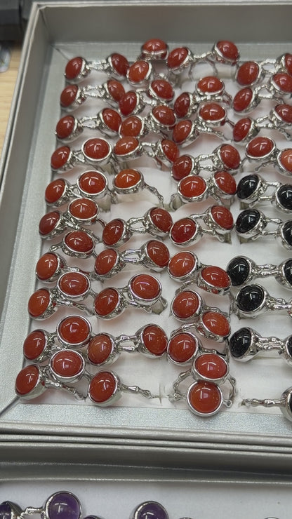 Bague en laiton rhodié & pierre naturelle (Réglable) #3