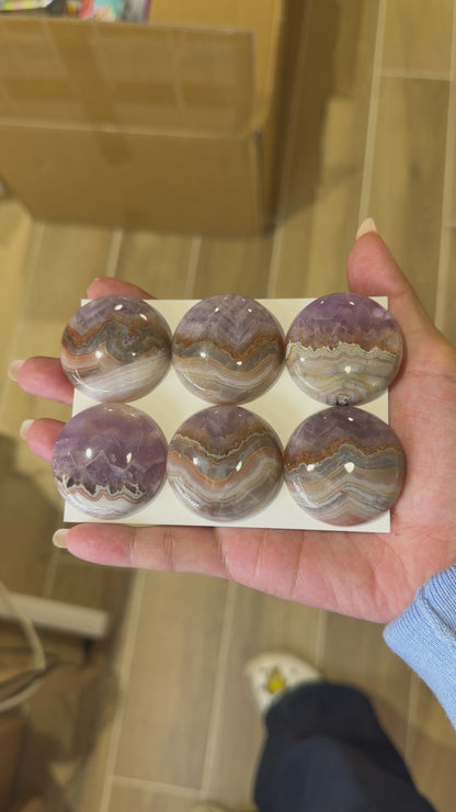 Lot de 6 pendentif Cabochon rond Agate améthyste AAA 40 mm