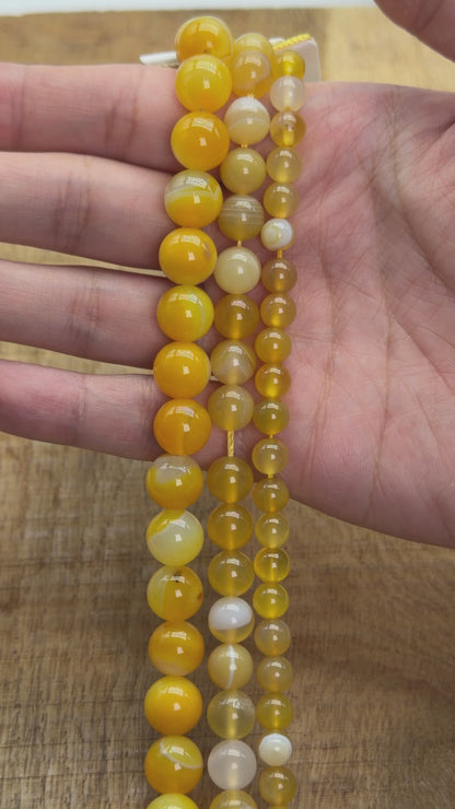 Fil de perle Agate jaune chauffée
