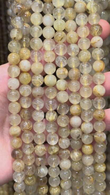 Fil de perle Quartz rutile AA+
