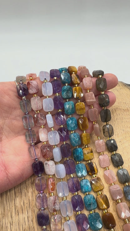 Fil de perles rectangulaire facetté 8x10 mm (16 pierres disponibles)