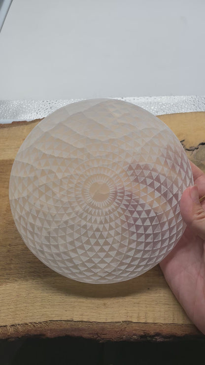 Plaque Rosace géométrique en sélénite 15 cm