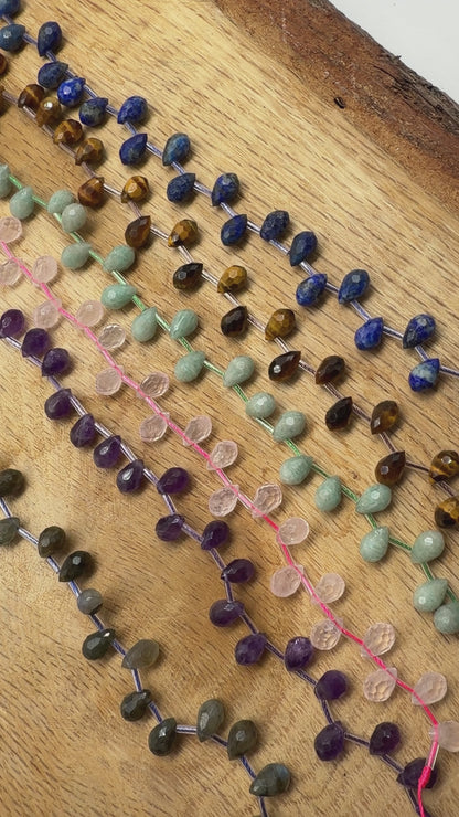 Fil de pendentifs goutte facetté 6x9 mm (6 pierres disponible)