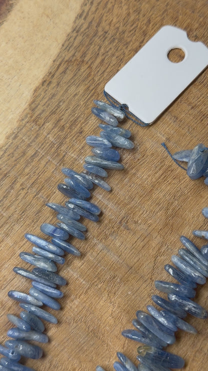 Fil de perle baroque Cyanite bleue 12x4 mm