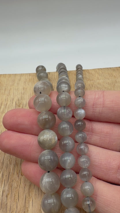 Fil de perle Pierre de lune grise AA