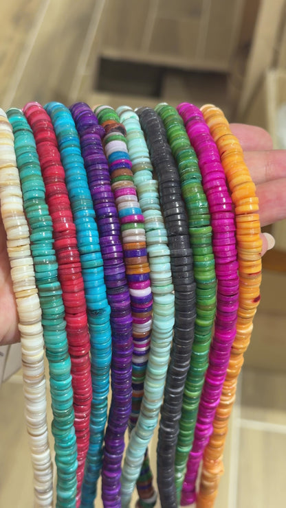 Fil de perle rondelles de 40 cm Nacre chauffée 2x8 mm (11 coloris disponible)