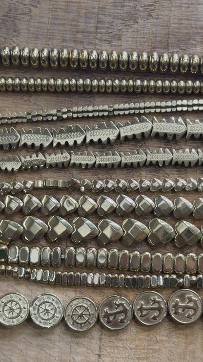 Fil de perle Hématite electroplaquée dorée HED (270 à 280)