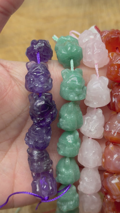 Fil de perle forme Renard Kitsuné à 9 queues 10 mm référence 64 (6 pierres disponible) (Symbole de prospérité & protection négative)